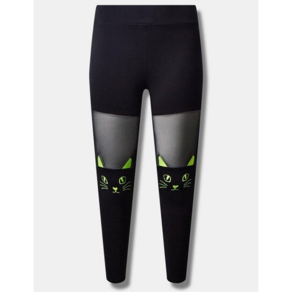TORRID NWT Full Length Signature Waist Cat Neon Thread Leggings Halloween - Picture 3 of 7